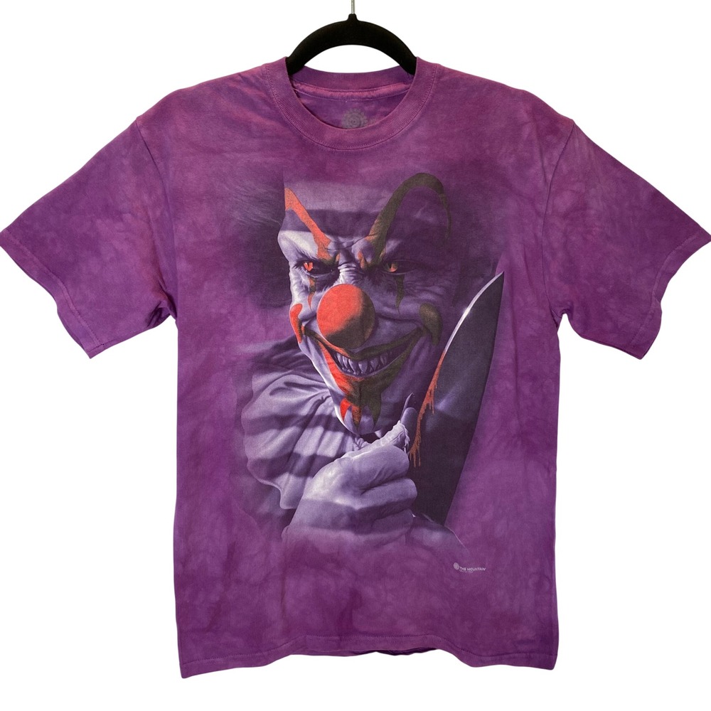 The‎ Mountain T-Shirt Mens Medium Purple Tie Dye Evil Clown Horror Killer Clown